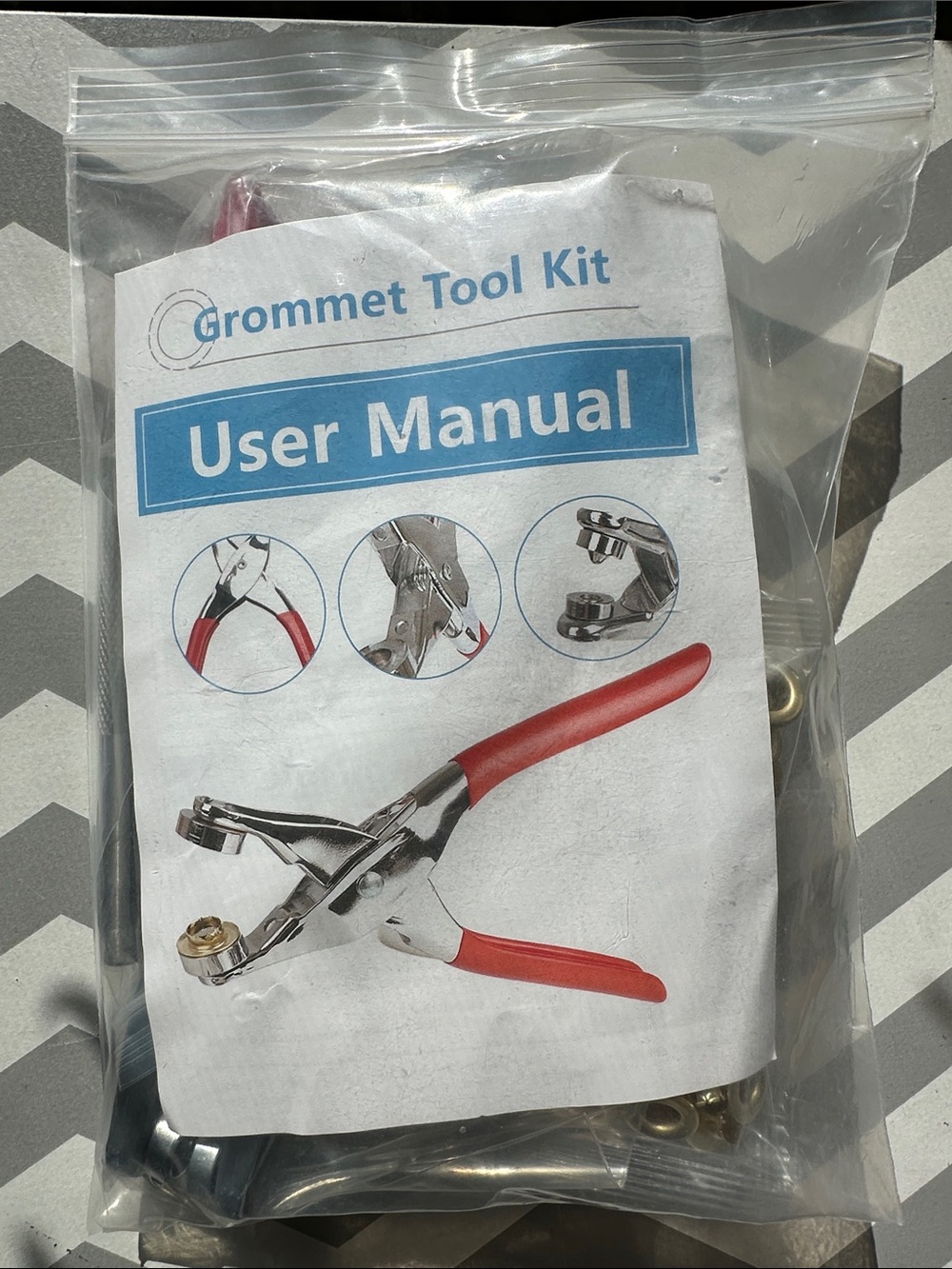 Universal Grommet Tool Kit with Red Grip Pliers